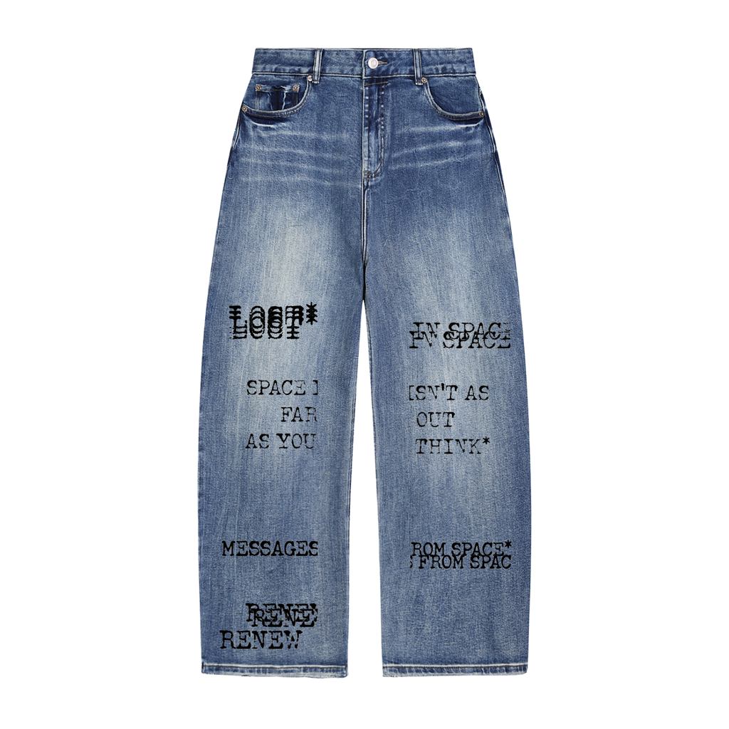 "MESSAGES" Heavyweight Faded Jeans