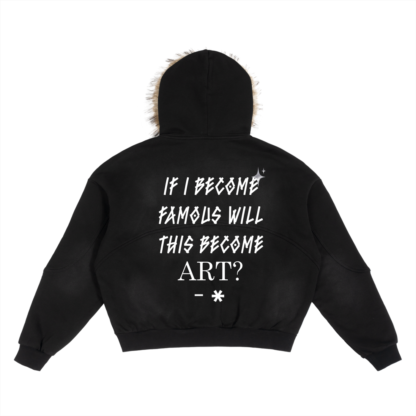 BECOMING FAMOUS*/Moons Detachable Fur Hoodie
